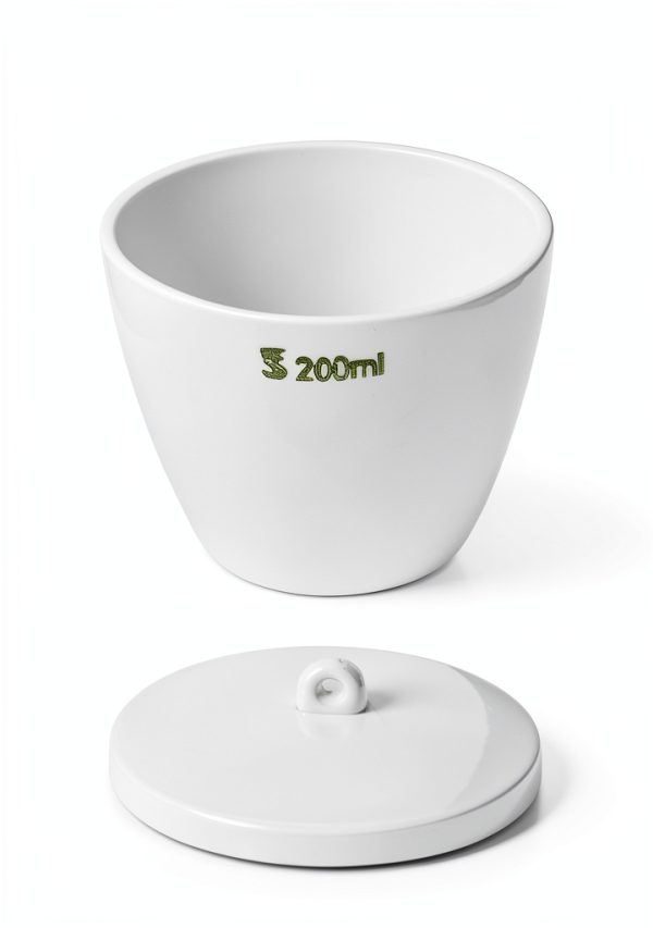 Porcelain Crucible 200ml with Lid QWORK Durable Labware Pack of 4-5