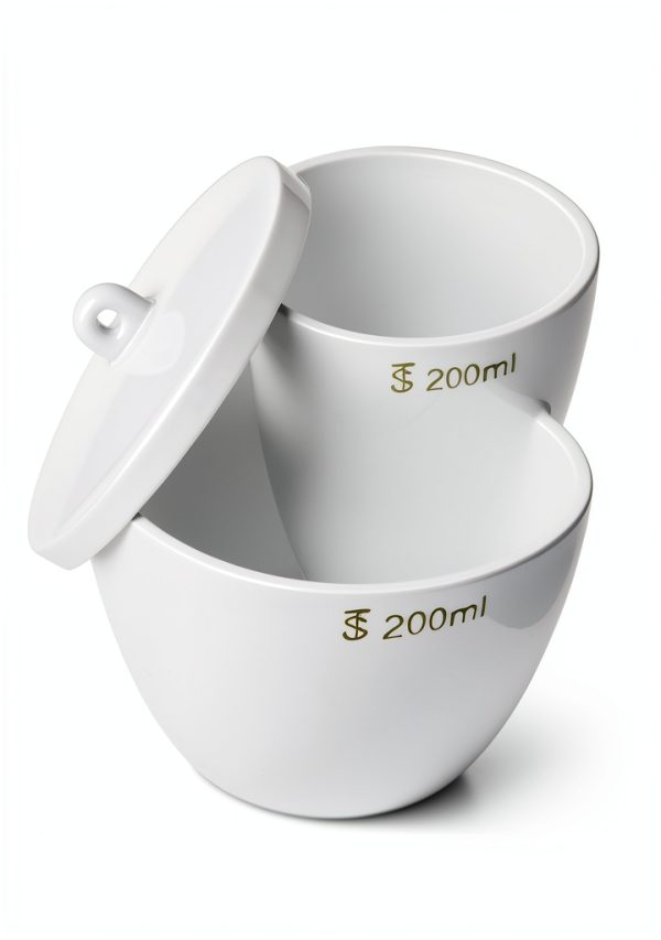 Porcelain Crucible 200ml with Lid QWORK Durable Labware Pack of 4-3