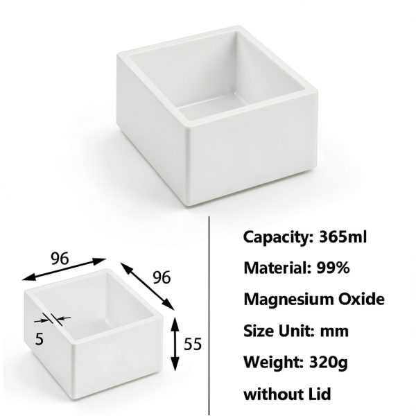 Magnesia Crucible MRUPEZIU 99% MgO Ceramic Boat 365mL Square Plate-1