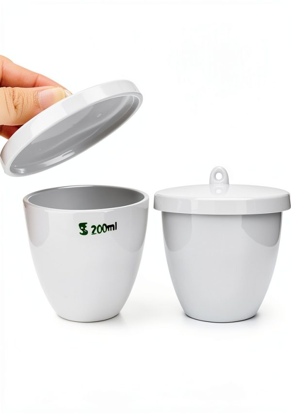 Porcelain Crucible 200ml with Lid QWORK Durable Labware Pack of 4-2