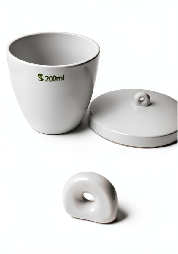 Porcelain Crucible 200ml with Lid QWORK Durable Labware Pack of 4-4