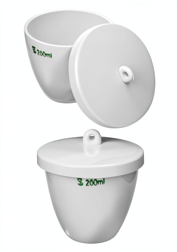 Porcelain Crucible 200ml with Lid QWORK Durable Labware Pack of 4-1