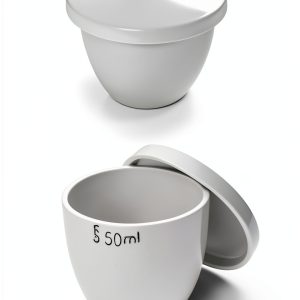 QWORK Porcelain Crucible with Lid 2 Pack 50ml White Smooth Surface-0
