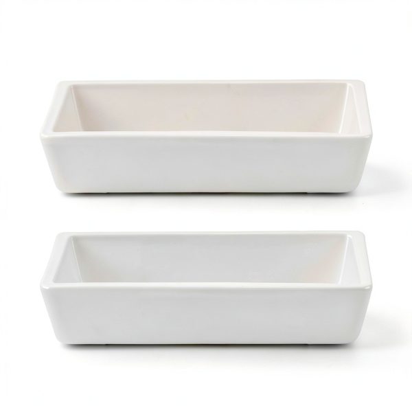 Porcelain Crucible 60ml Rectangular Boat Sample Holder uxcell 2pcs-0