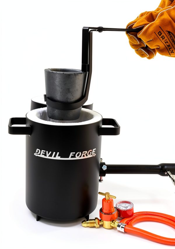 DEVIL-FORGE Gas Propane Furnace FB1Sb 4kg Crucible Kit with Tongs-3