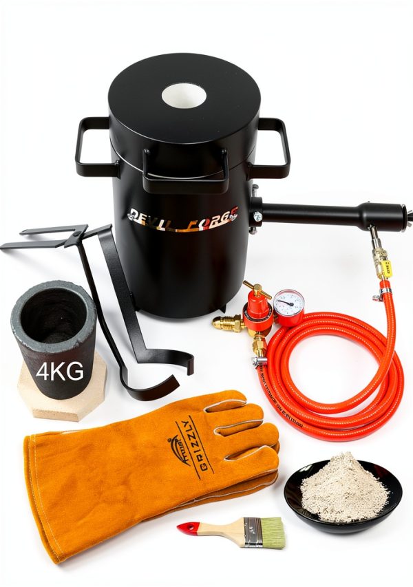 DEVIL-FORGE Gas Propane Furnace FB1Sb 4kg Crucible Kit with Tongs-1